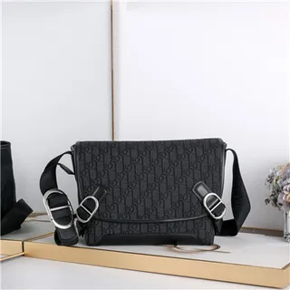 Black Embossed Pattern Messenger Bag 10