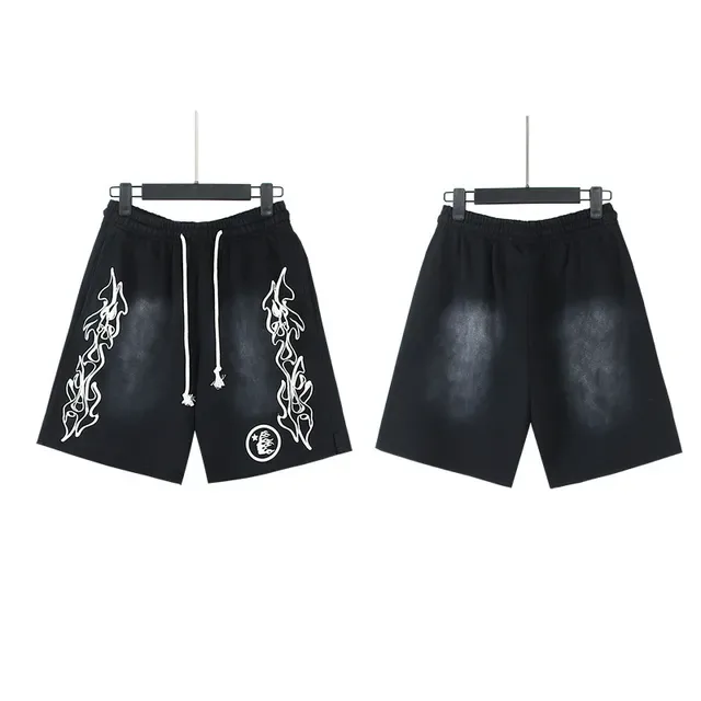 Black Flame Graphic Drawstring Waist Shorts 4