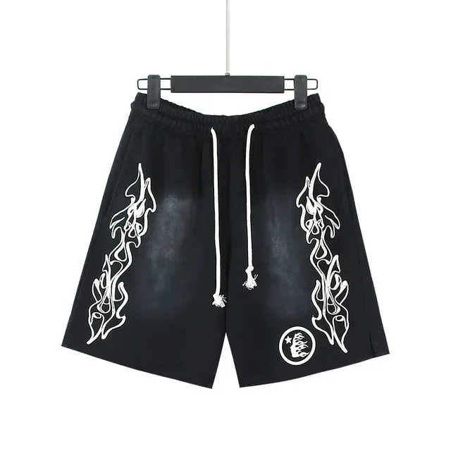 Black Flame Graphic Drawstring Waist Shorts 5