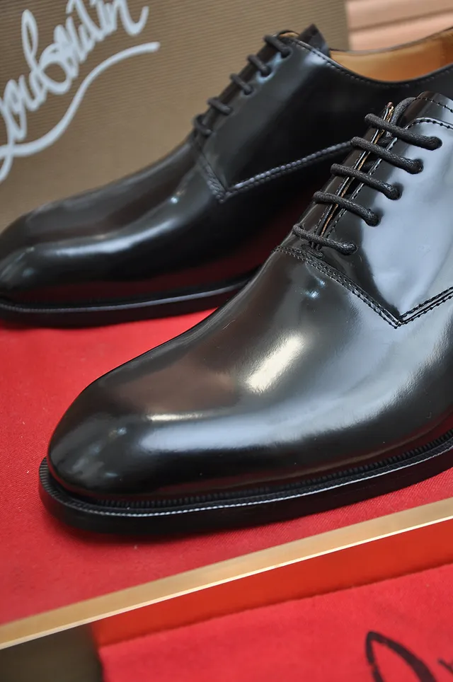 Black Glossy Cap Toe Oxford Shoe 4