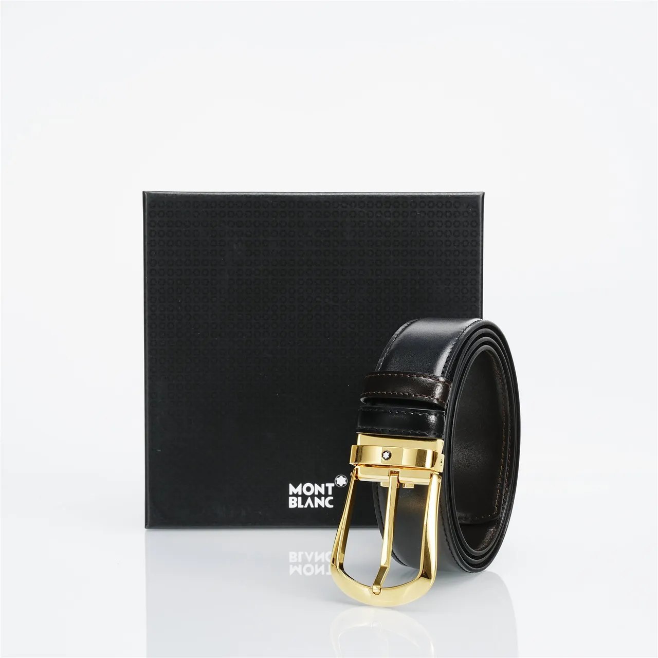Black Gold Smooth Polished Buckle Leather Belt 4