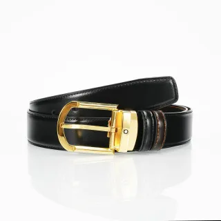 Black Gold Smooth Rectangular Buckle Leather Belt