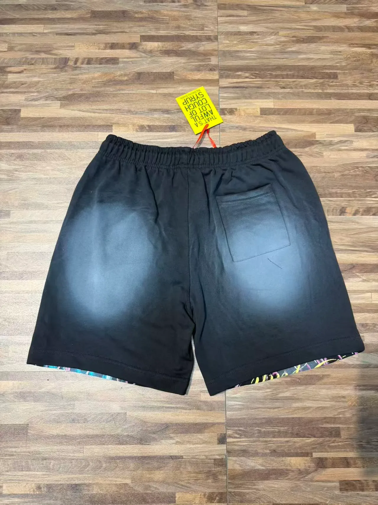 Black Graphic-Print Drawstring Waist Shorts 9