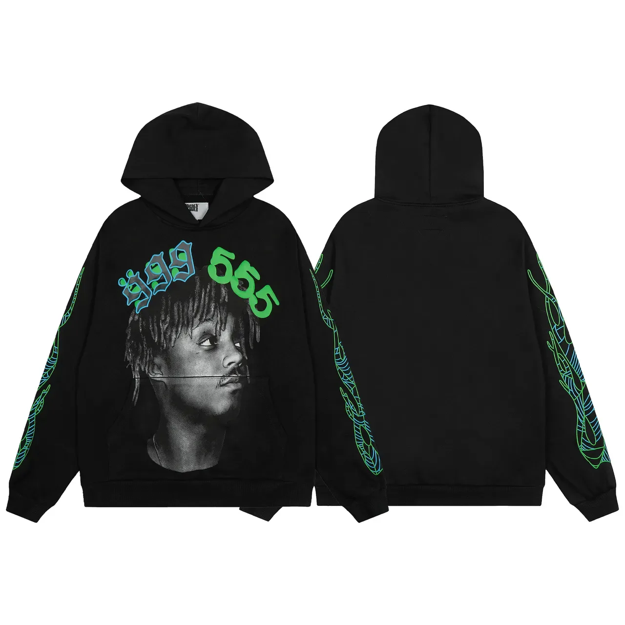Black Graphic-Print Oversized Hoodie and Cuffed Jogger Tracksuit 4
