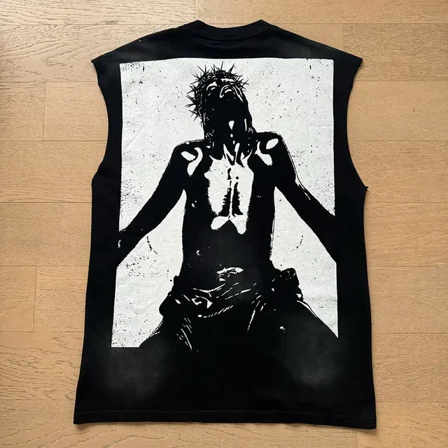 Black Graphic-Print Sleeveless Vest Top 4