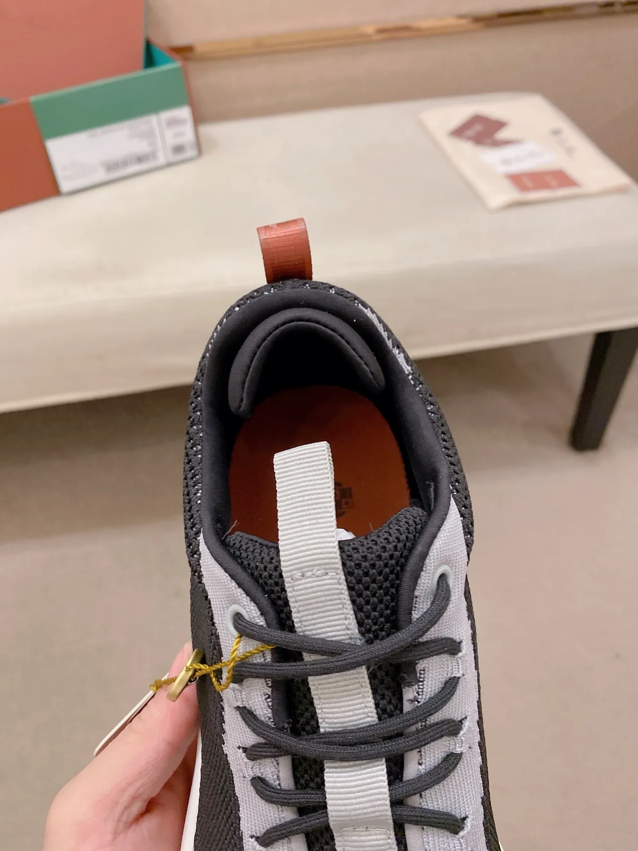 Black Gray Knit-and-Mesh Upper Sculpted White Midsole Sneakers 4