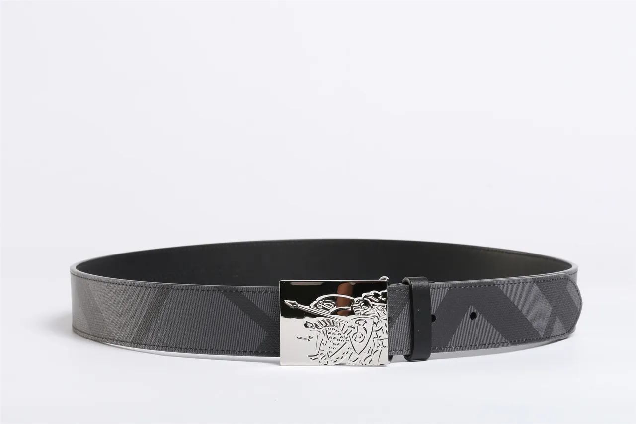 Black Gray Ornate Engraved Buckle Diagonal Stripe Pattern Leather Belt 9