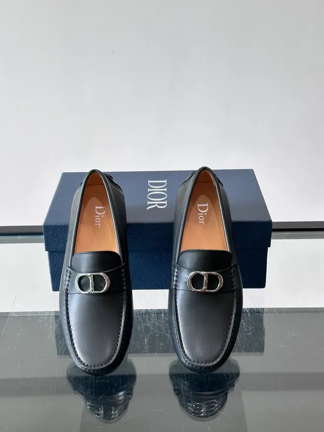 Black Leather Double-Bit Buckle Loafers 4