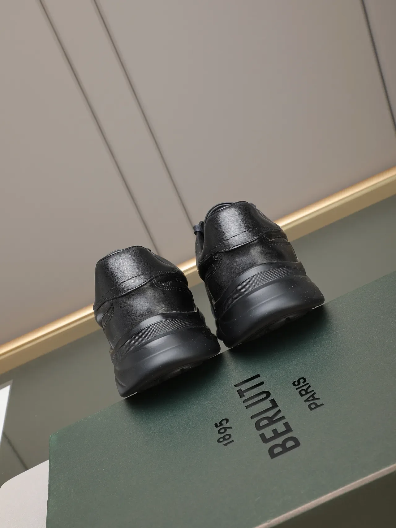 Black Leather Embossed Panel Lifestyle Sneaker 4