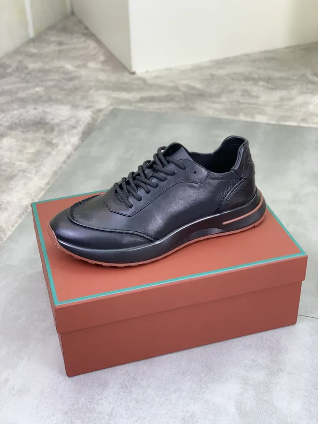 Black Leather Lace-Up Thick-Sole Casual Shoe 4