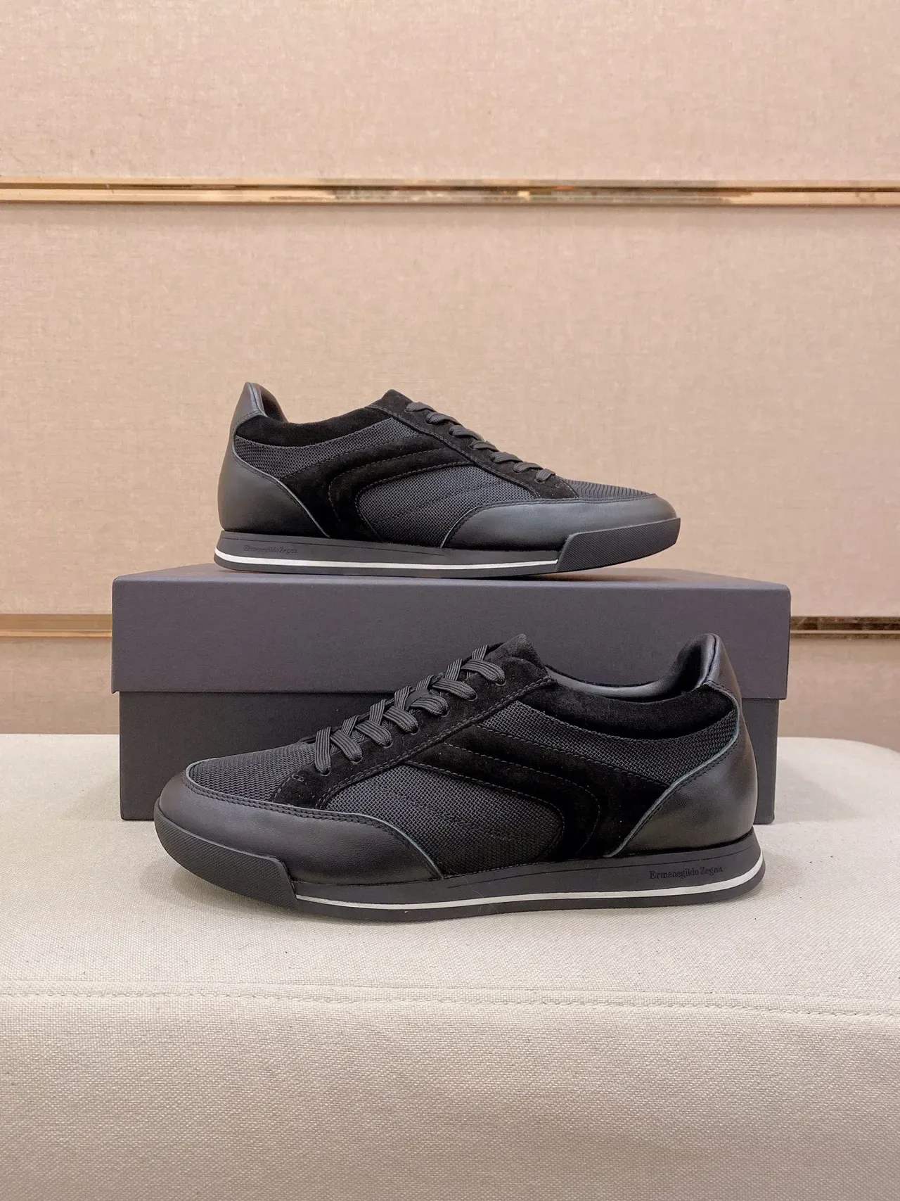 Black Mixed Textile and Suede Lifestyle Sneaker 7