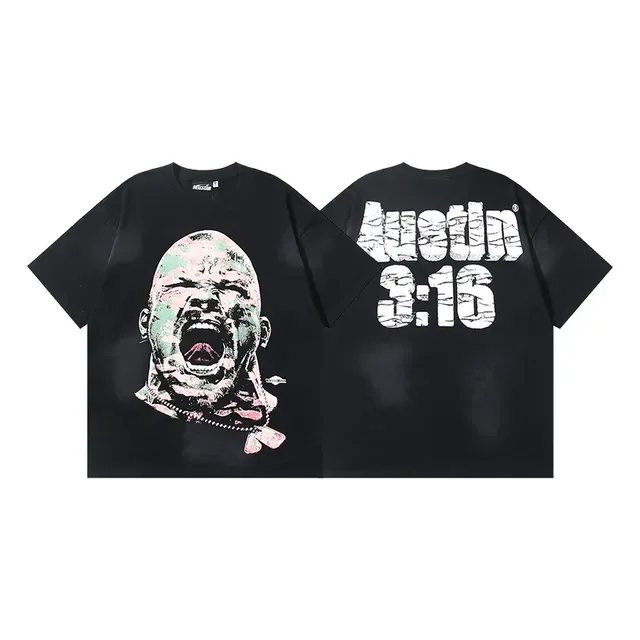 Black Multicolor Oversized Fit Distressed Graphic Print T-Shirt 1