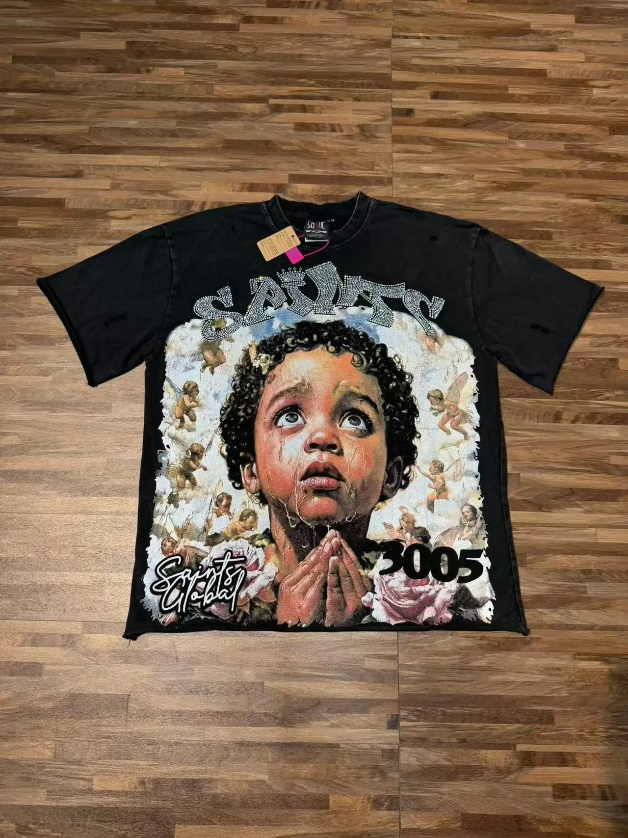Black Oversized Distressed Graphic Print T-Shirt 3