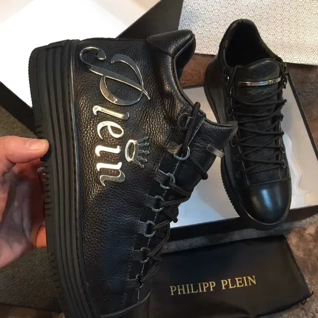 Black Pebbled Leather High-Top Lifestyle Sneakers 2