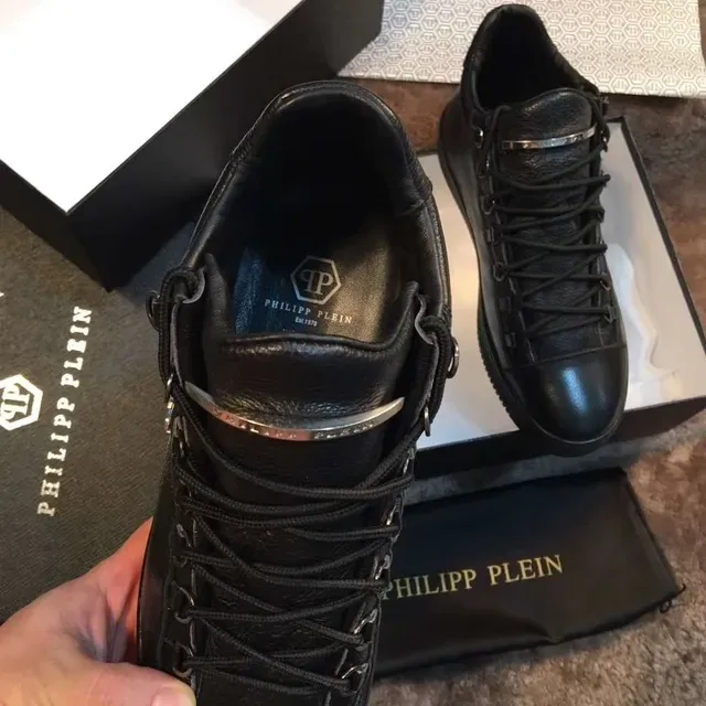 Black Pebbled Leather High-Top Lifestyle Sneakers 3
