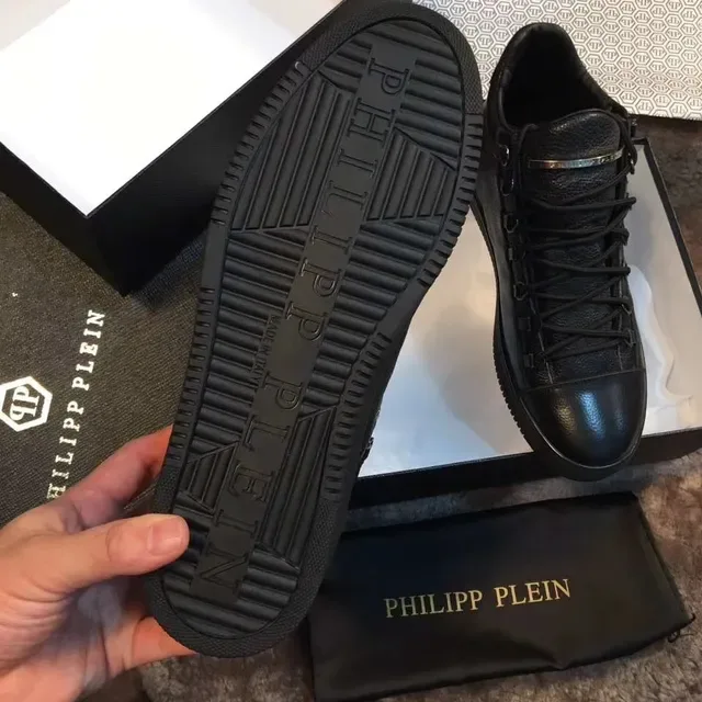 Black Pebbled Leather High-Top Lifestyle Sneakers 5