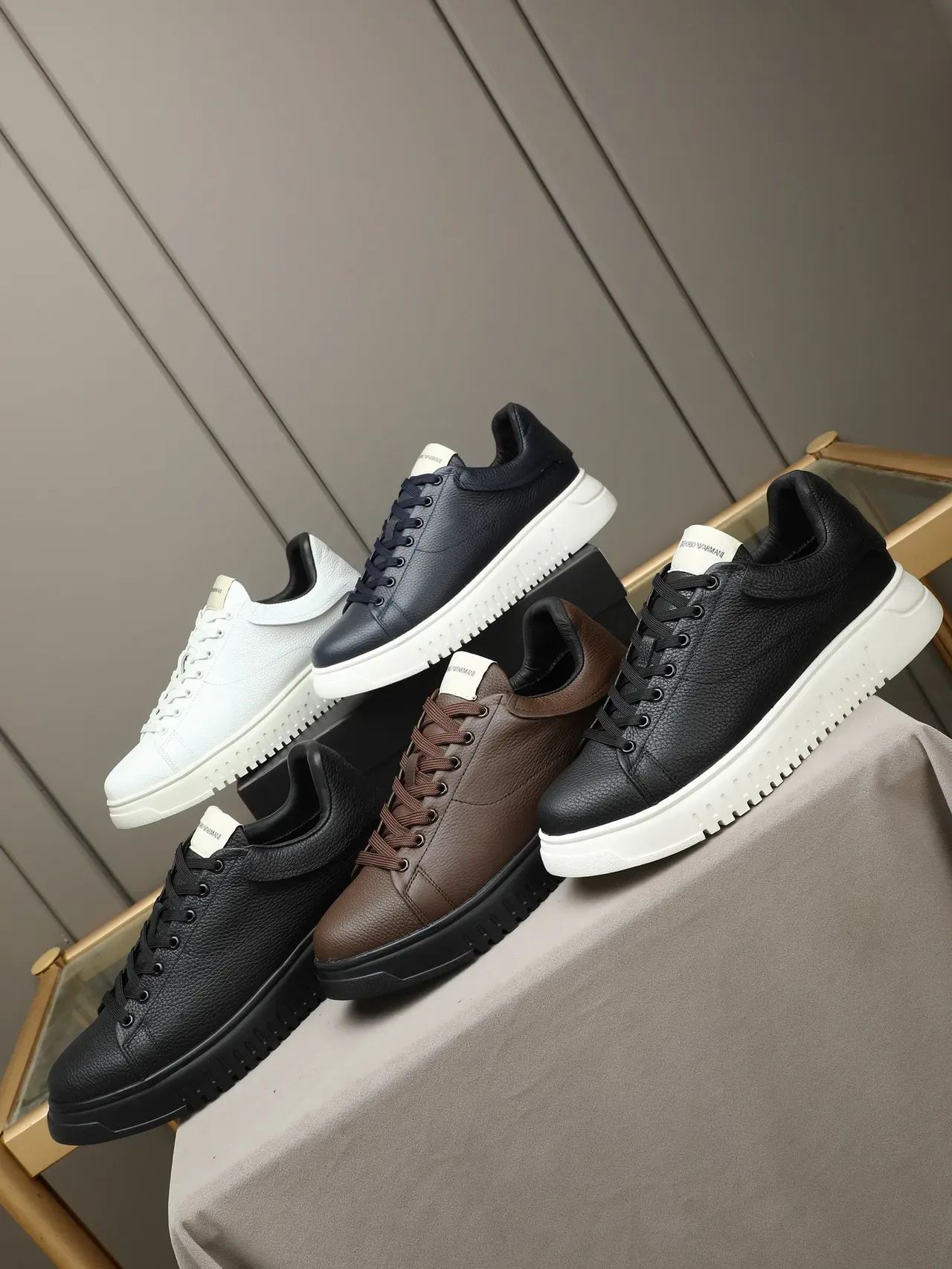 Black Pebbled Leather Platform Sneaker 2
