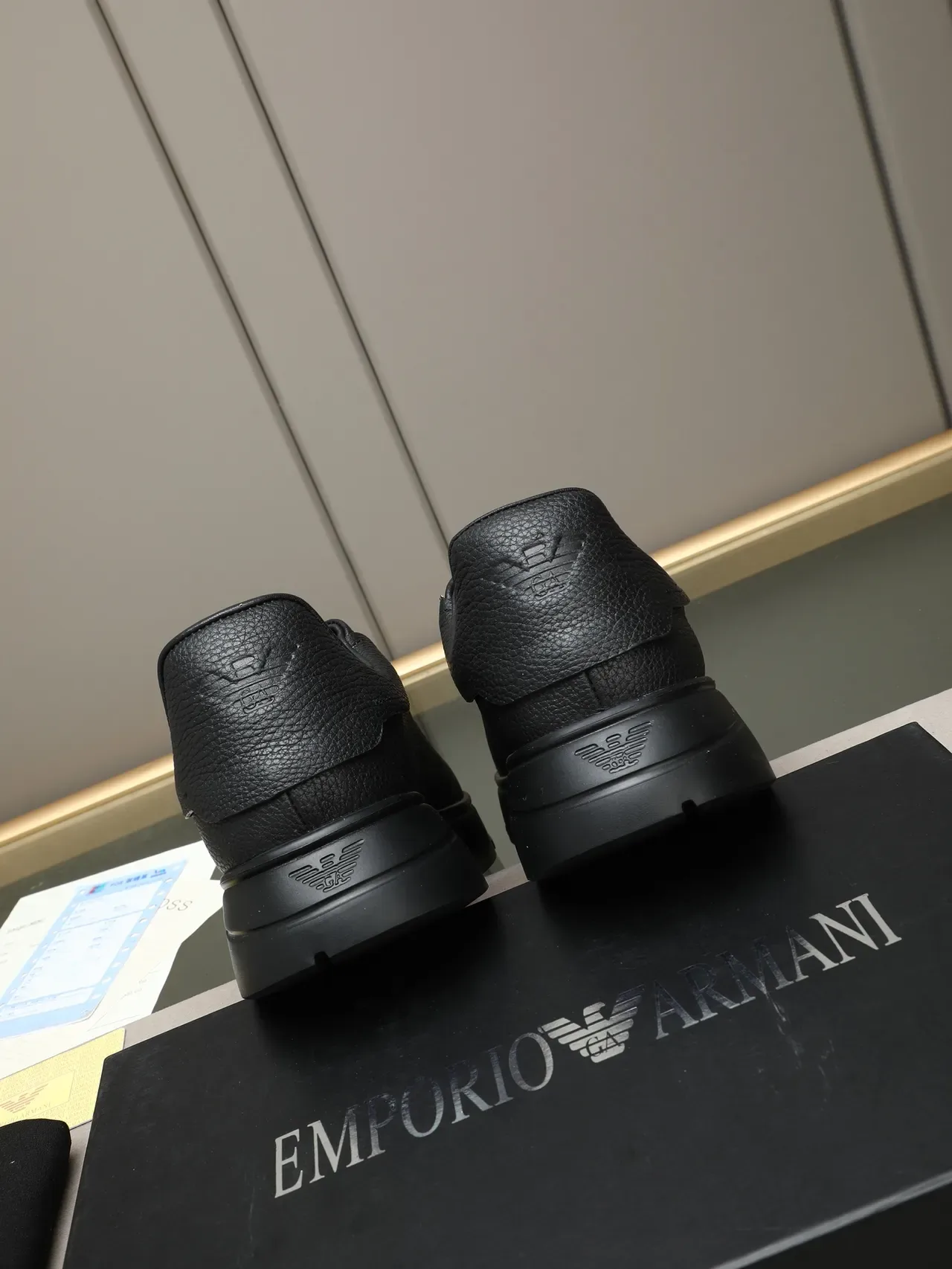 Black Pebbled Leather Platform Sneaker 4