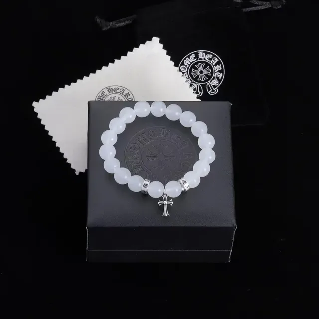 Black Pink Beaded Stretch Cross Charm Bracelet 6