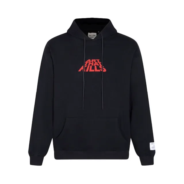 Black Red Pullover Kangaroo Pocket Hoodie 2