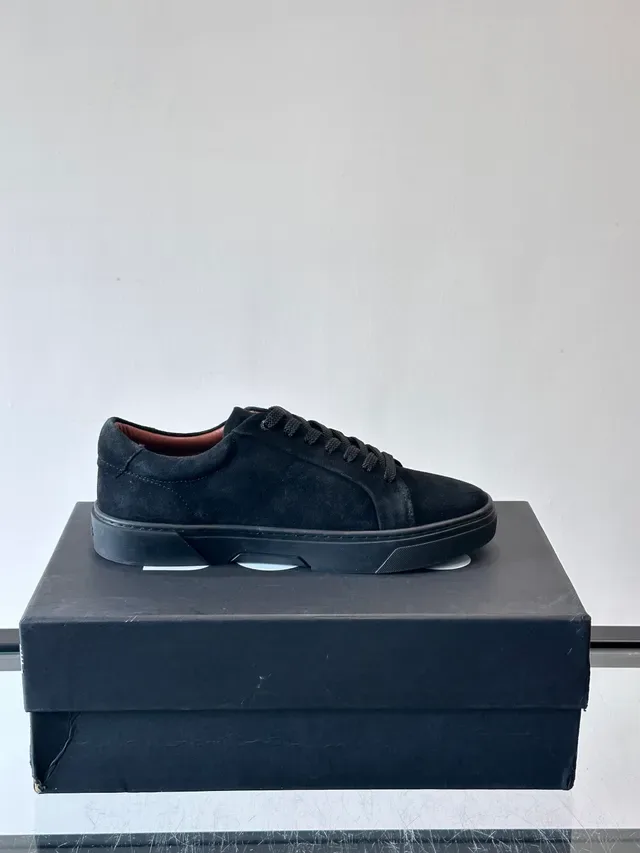 Black Suede Embossed Logo Lifestyle Sneakers 3