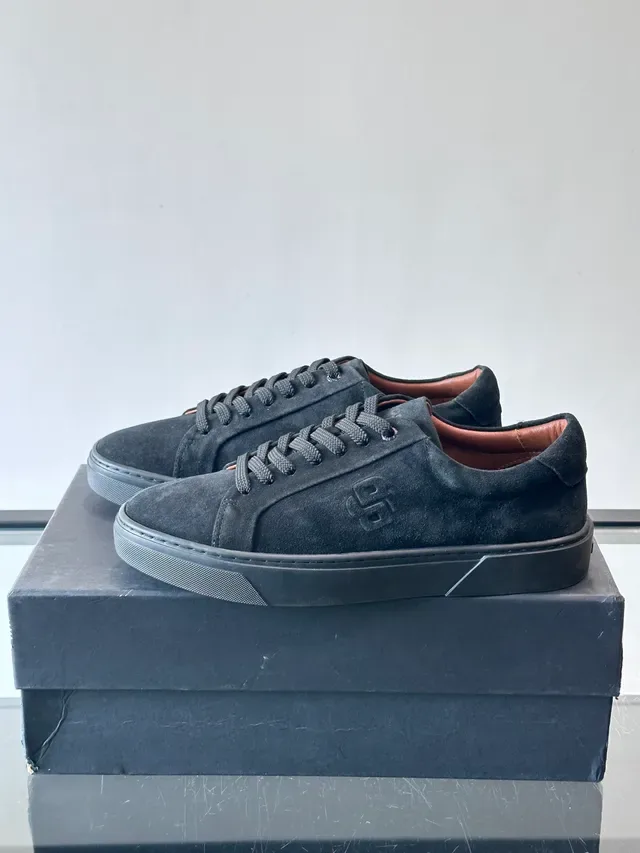 Black Suede Embossed Logo Lifestyle Sneakers 5