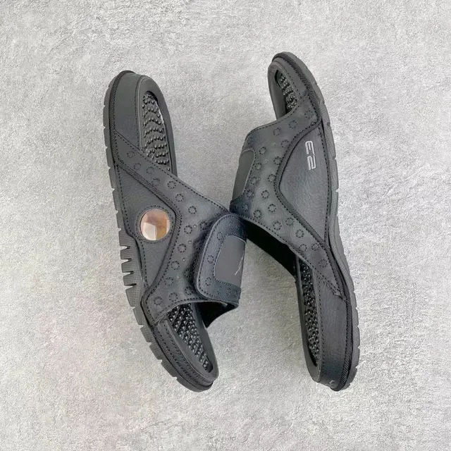 Black Synthetic Upper Circular Translucent Inset Casual Sandals 3