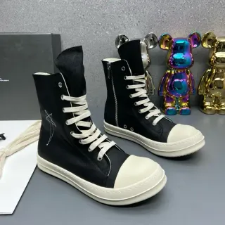 حذاء رياضي أسلوب حياة أسود وأبيض عالي الظهر من القماش