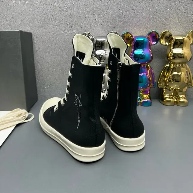Black White High-Top Canvas Upper Lifestyle Sneakers 4