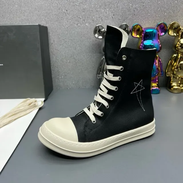Black White High-Top Canvas Upper Lifestyle Sneakers 5