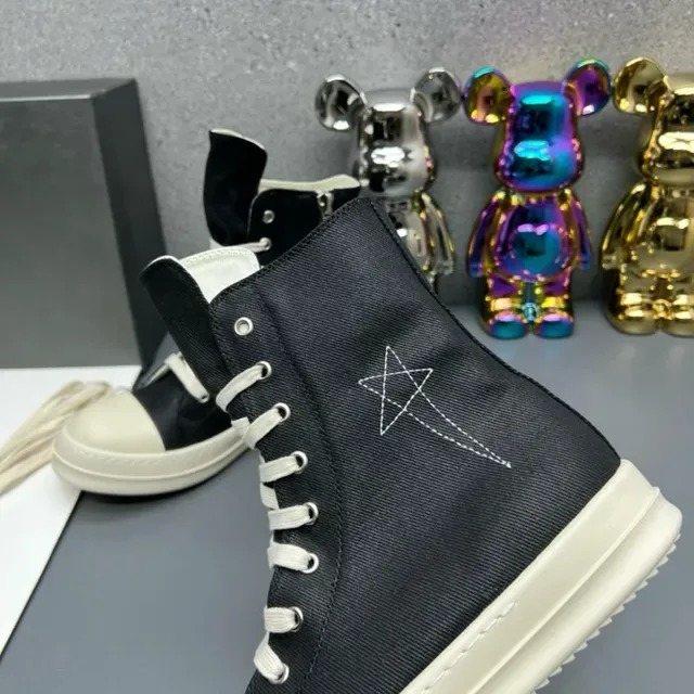 Black White High-Top Canvas Upper Lifestyle Sneakers 6