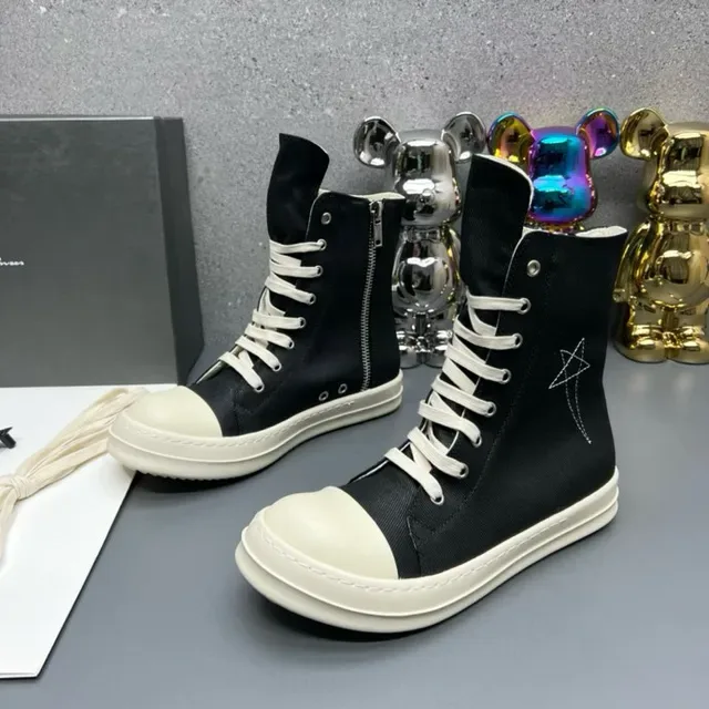 Black White High-Top Canvas Upper Lifestyle Sneakers 7
