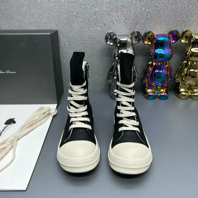 Black White High-Top Canvas Upper Lifestyle Sneakers 9