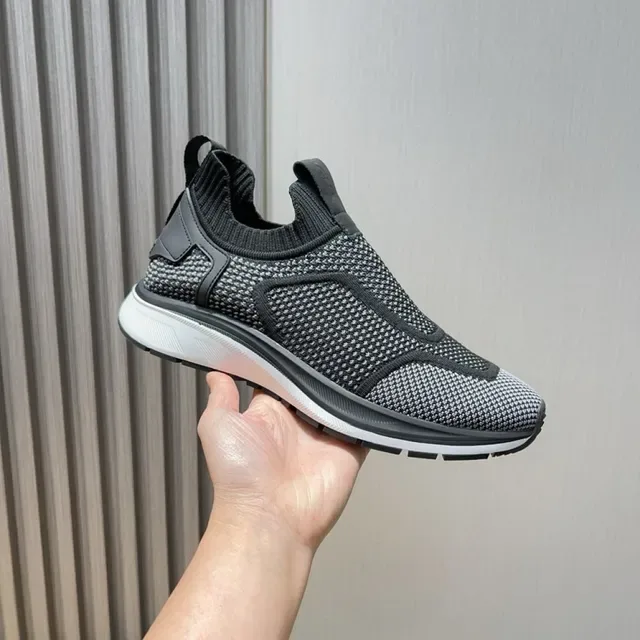 Black White Knit Slip-On Monochrome Mesh Upper Sneakers 3