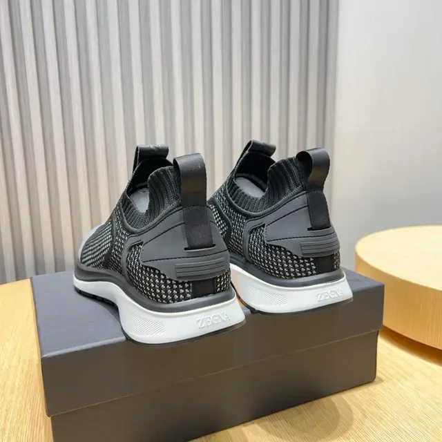 Black White Knit Slip-On Monochrome Mesh Upper Sneakers 5