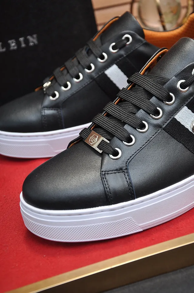 Black White Leather Upper Cupsole Sneakers 3