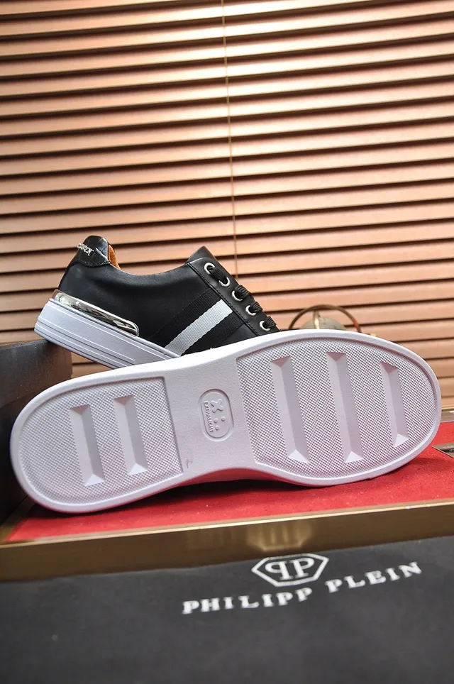 Black White Leather Upper Cupsole Sneakers 4
