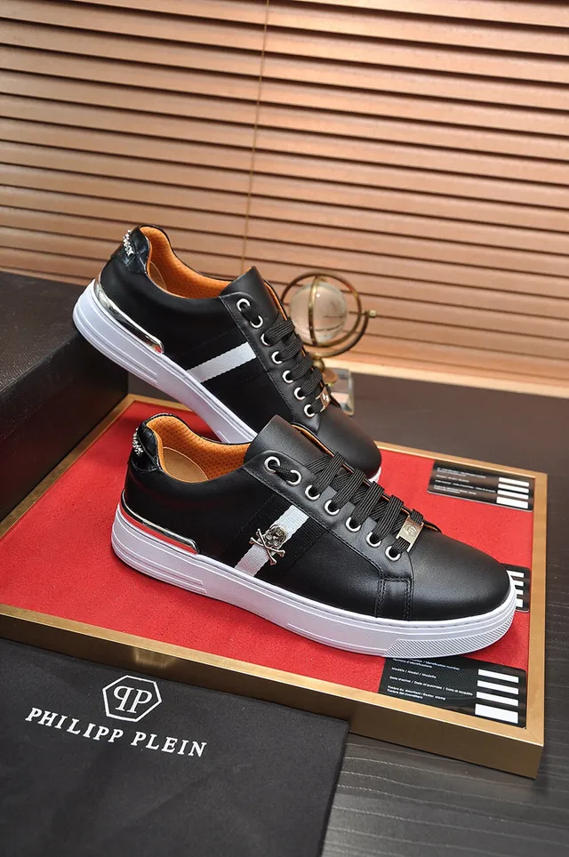Black White Leather Upper Cupsole Sneakers 5