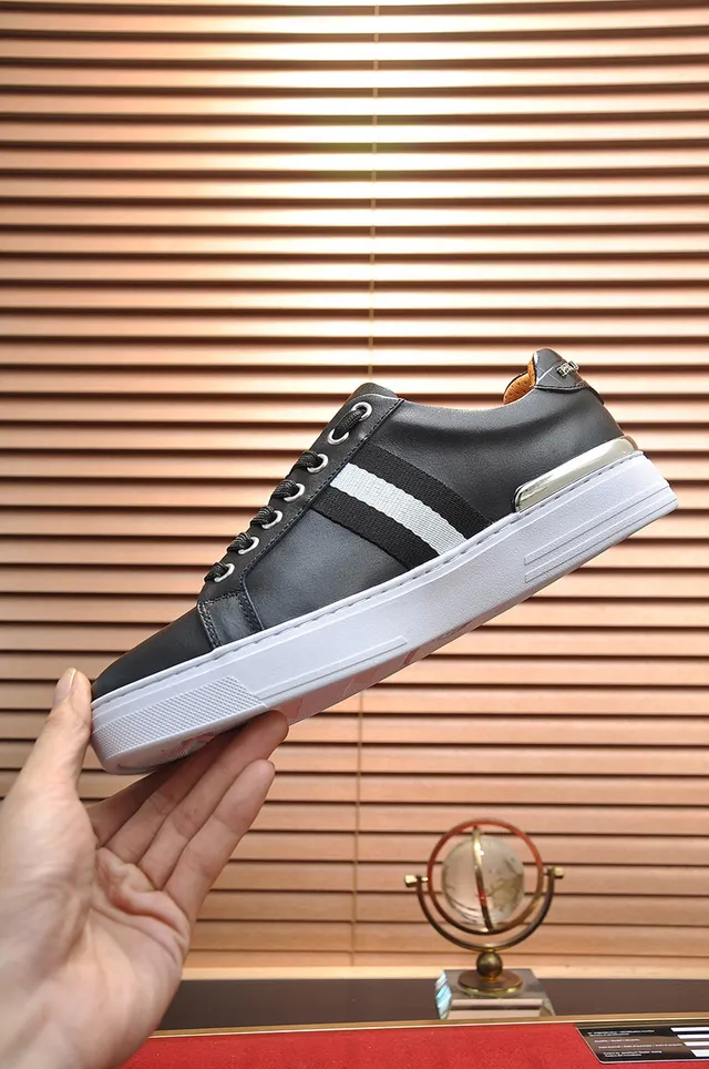 Black White Leather Upper Cupsole Sneakers 6