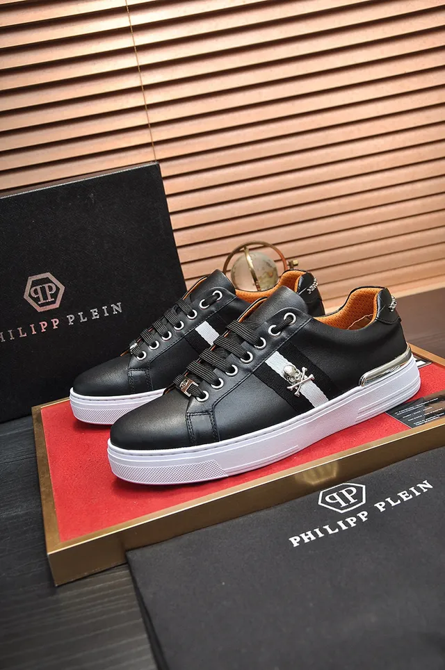Black White Leather Upper Cupsole Sneakers 7