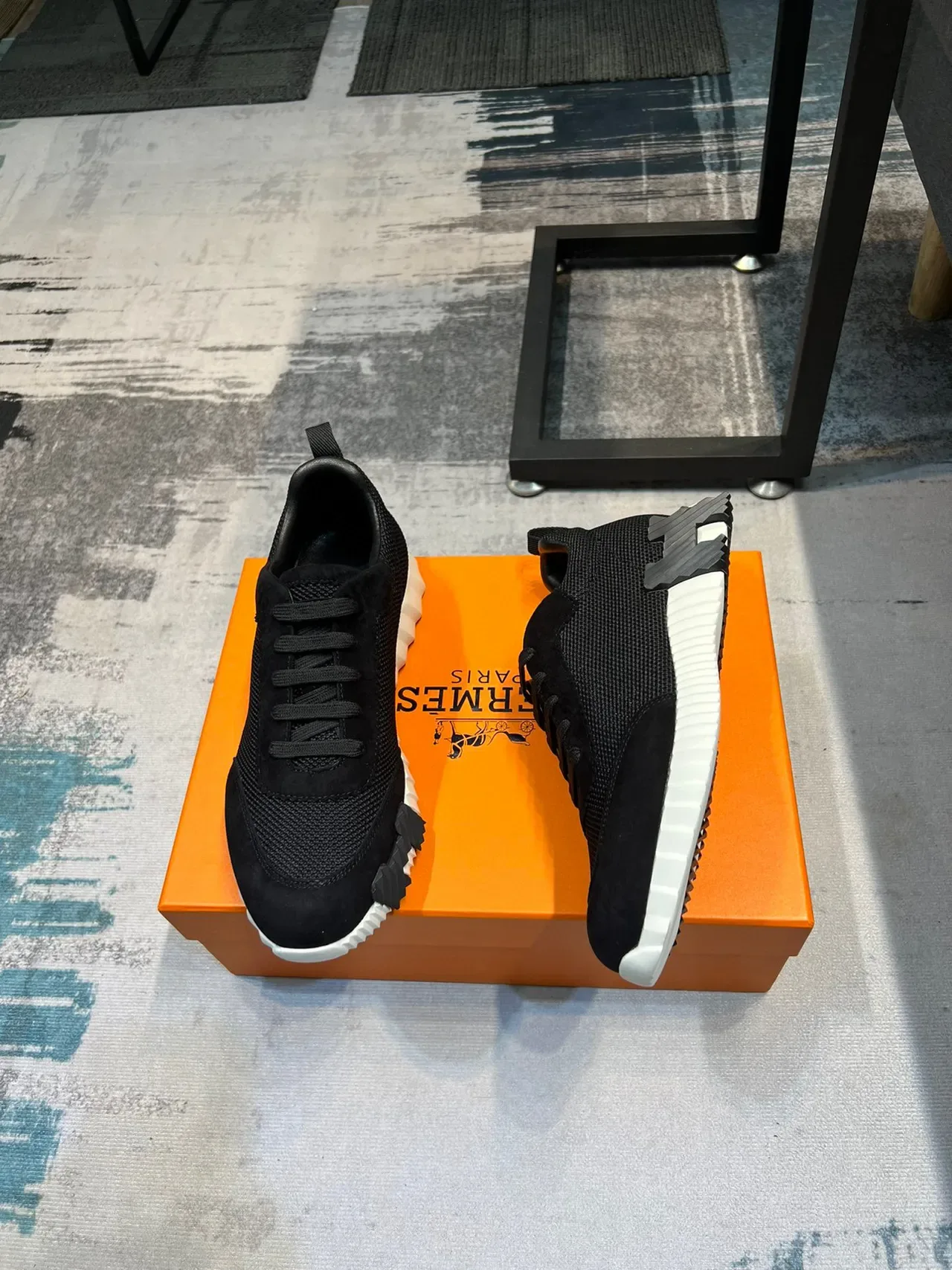 Black White Mesh And Suede Upper Sculpted Ridged Midsole Sneakers 4