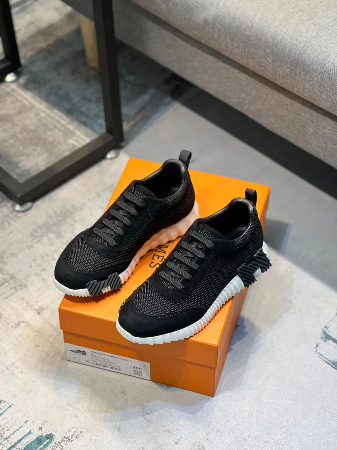 Black White Mesh And Suede Upper Sculpted Ridged Midsole Sneakers 8
