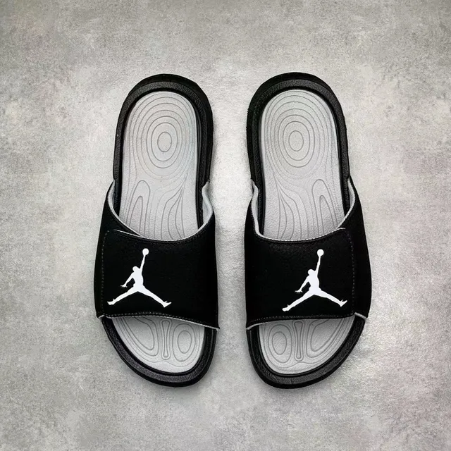 Black White Molded Rubber Sole Textured Upper Slippers 6