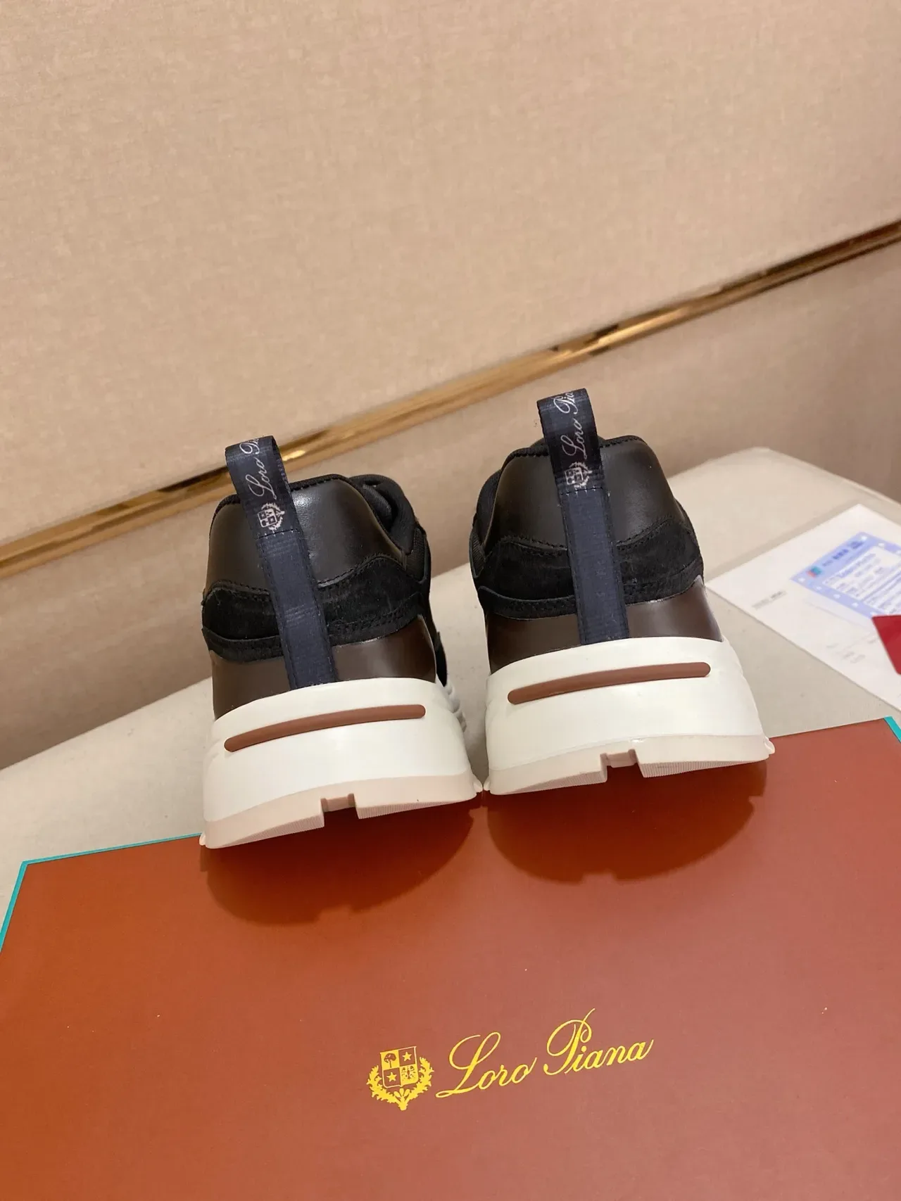 Black White Sole Mixed-Material Upper Chunky Sneakers 4