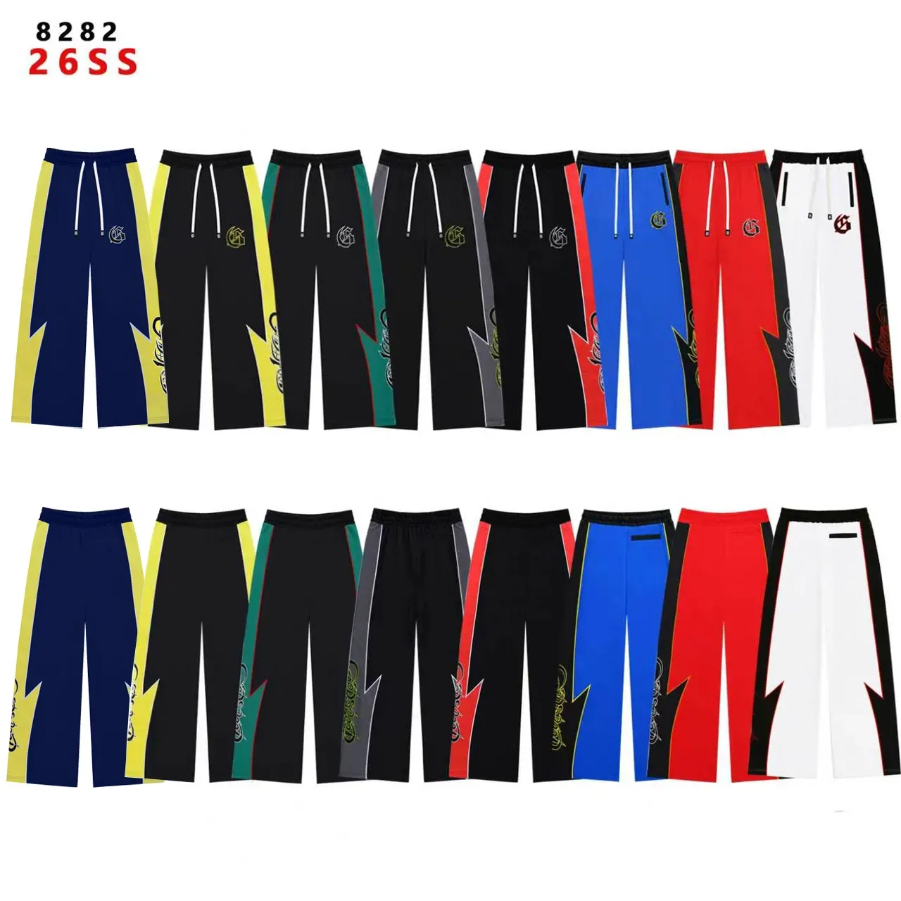 Black Yellow Lightning-Bolt Stripe Two-Tone Contrast Tracksuit 5
