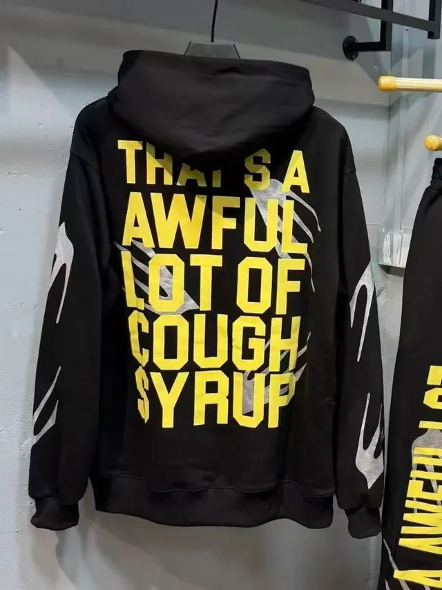 Black Yellow Oversized Fit Graphic-Print Front And Back Hoodie 2