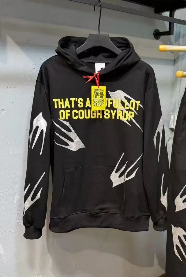 Black Yellow Oversized Fit Graphic-Print Front And Back Hoodie 3