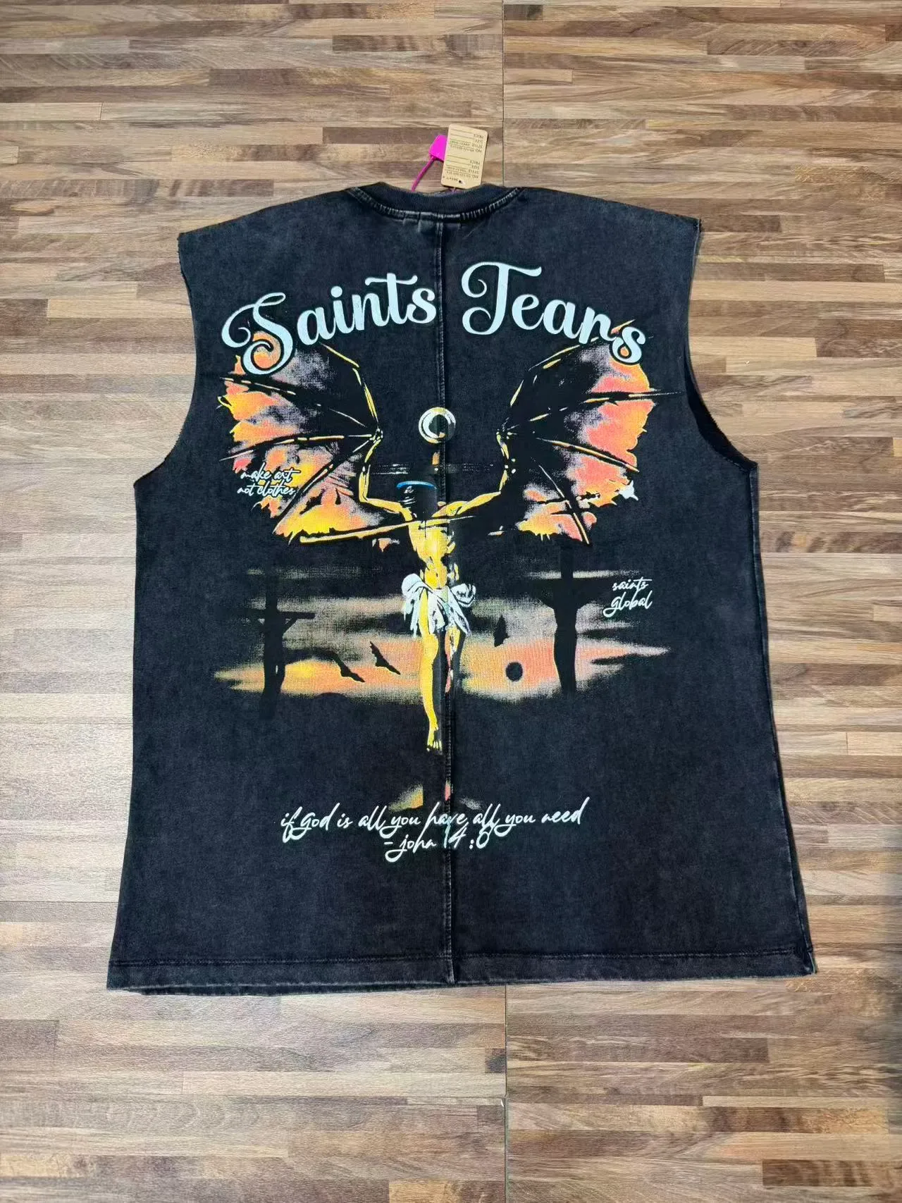 Blue Black Graphic-Print Sleeveless Vest Top 12