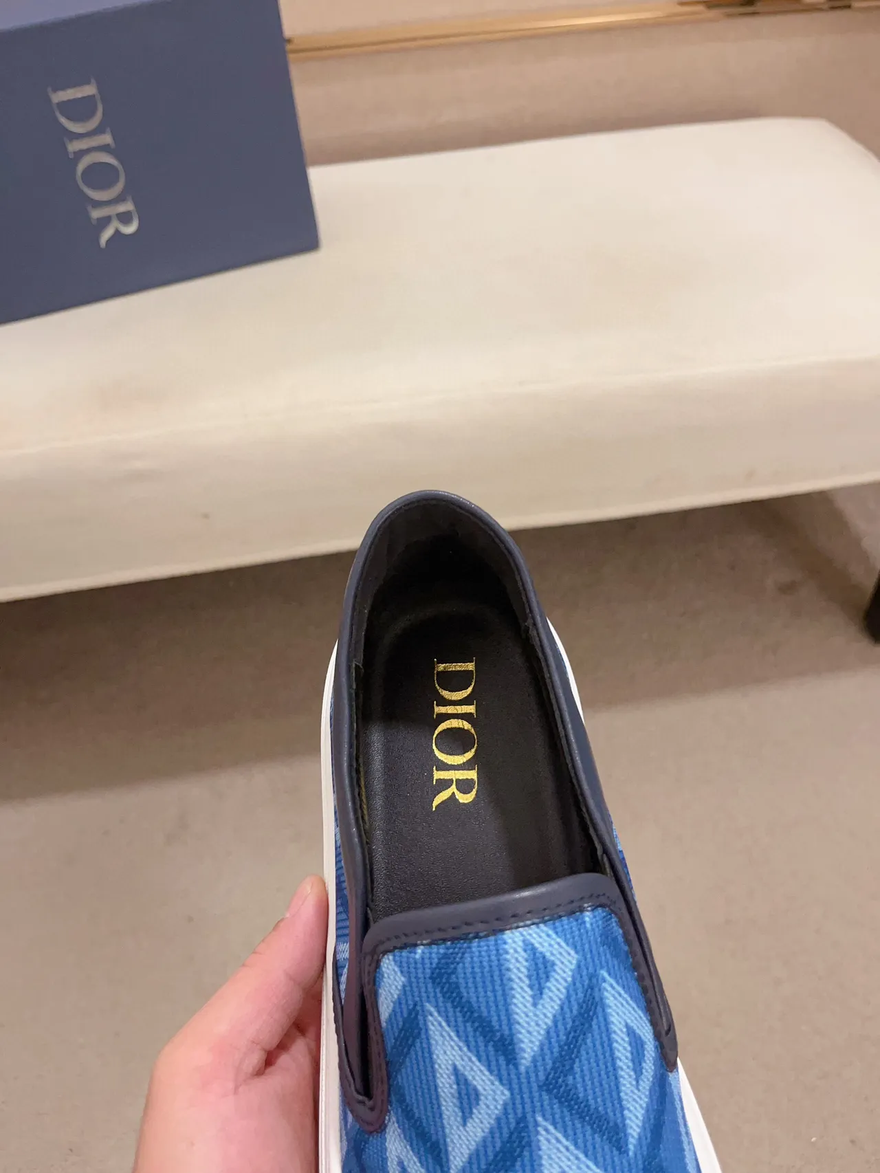 Blue Geometric-Print Slip-On Platform Sneaker 6
