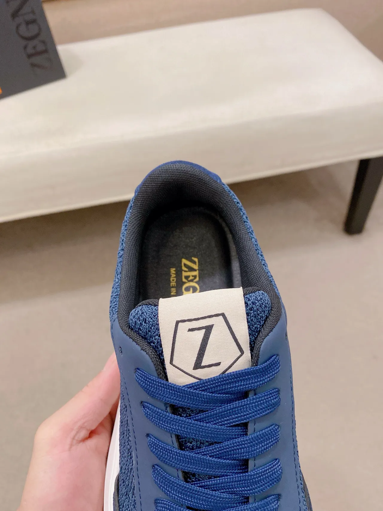 Blue Knit and Suede Chunky Sneaker 6